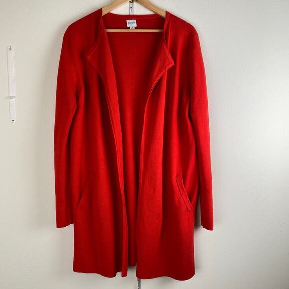 J. Crew Vanessa Cardigan Size Medium Bright Cerise Red Cotton Sweater Jacket - Picture 6 of 13